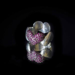 Silver Ruby Heart Beat Ring